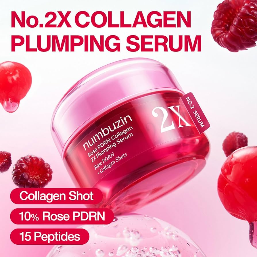 Numbuzin No2x Serum Rose PDRN Collagen 2x Plumping Serum for Glowing Skin